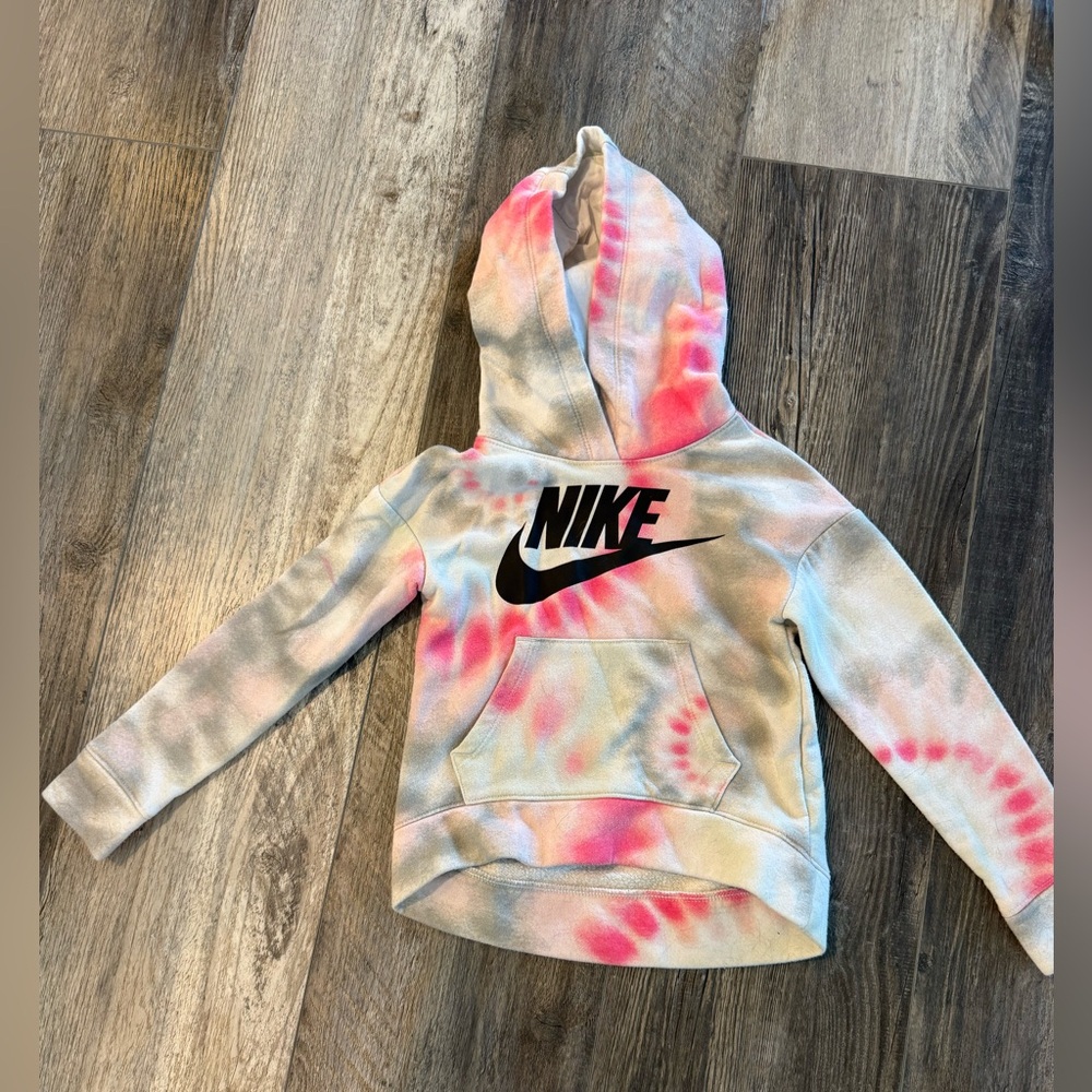 Nike Pink and Cream Tie-Dye Hoodie